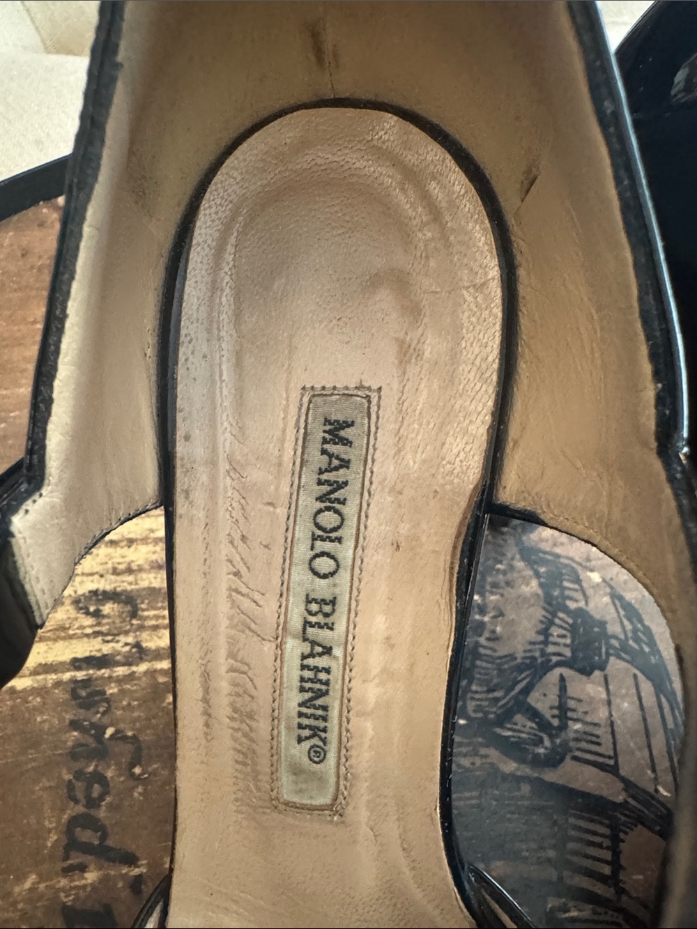 Manolo Blahnik Black Patent Mary Jane Heeled Sandals - Picture 15 of 15